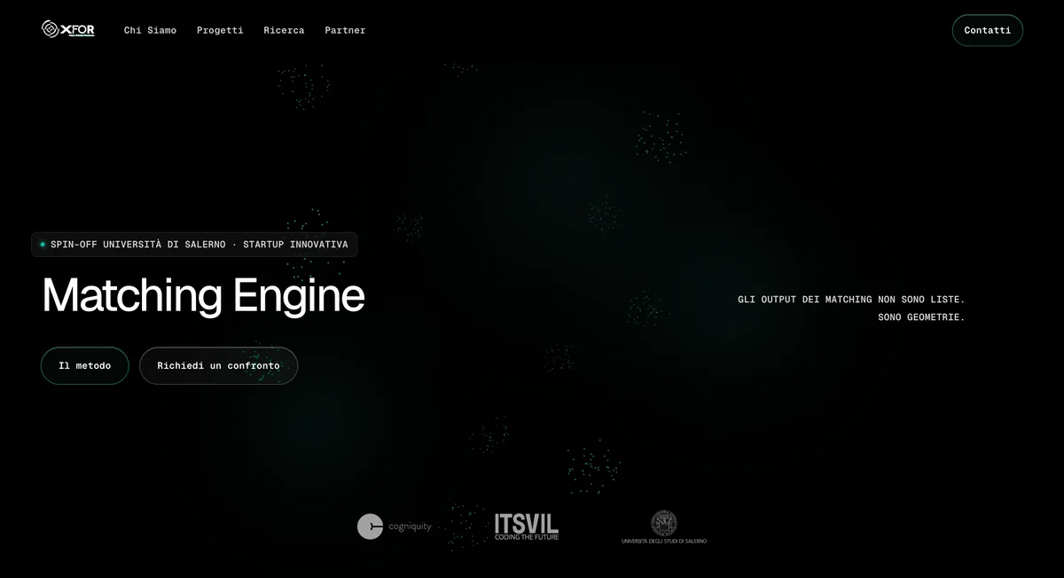X-FOR — Matching Engine, landing page